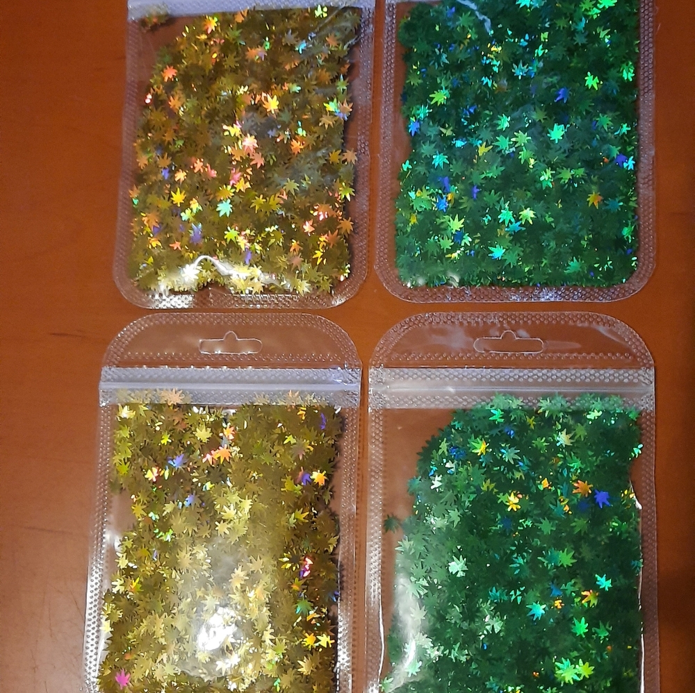 Leaf Confetti/Glitter Nail Art